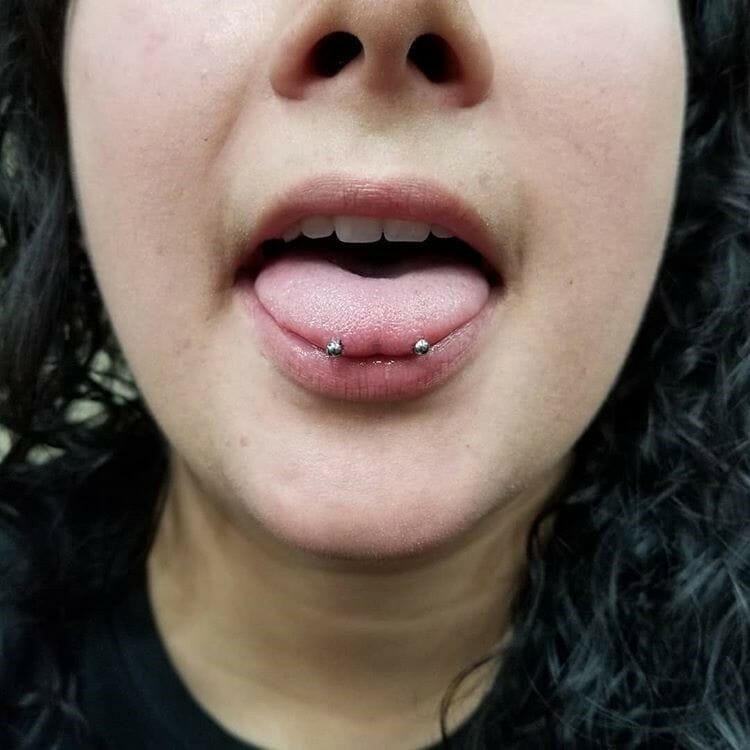 tip of tongue piercing